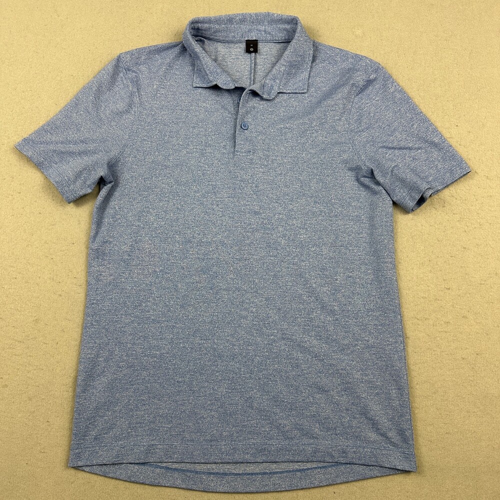 Lululemon Polo Shirt Men Medium Blue Heather Performance Golf Athletic Stretch M
